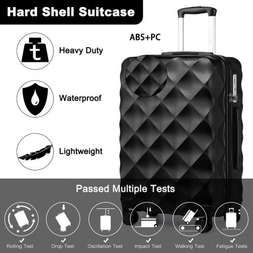 British Traveller 28 Inch Ultralight Abs And Polycarbonate Bumpy Diamond Suitcase With TSA Lock -  Black