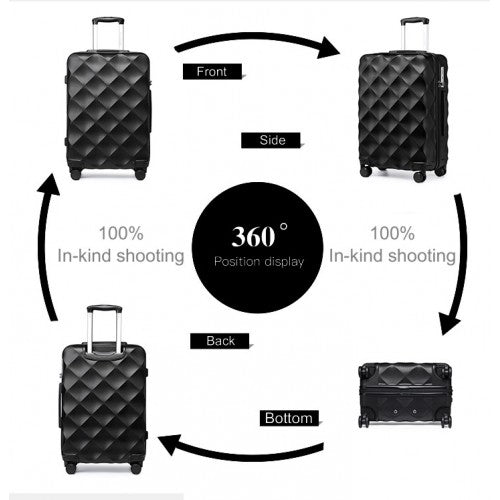 British Traveller 28 Inch Ultralight Abs And Polycarbonate Bumpy Diamond Suitcase With TSA Lock -  Black