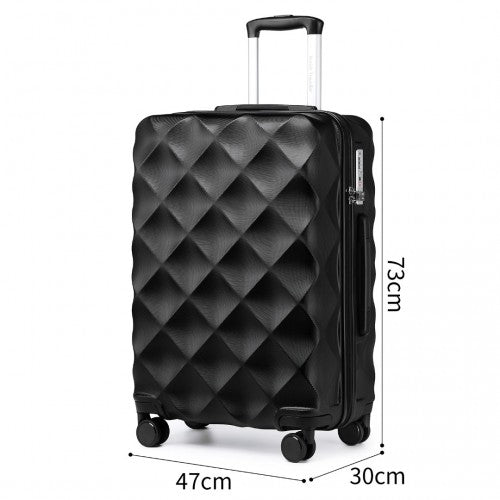 British Traveller 28 Inch Ultralight Abs And Polycarbonate Bumpy Diamond Suitcase With TSA Lock -  Black