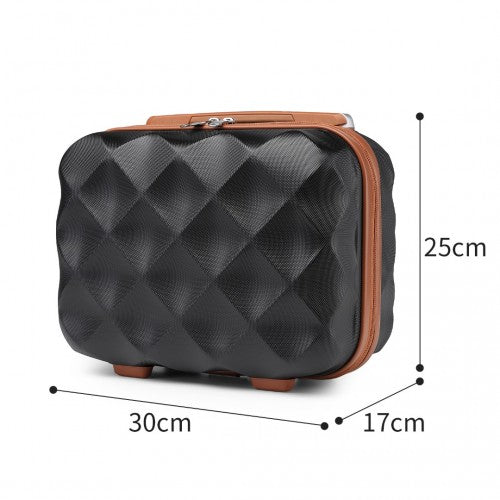 British Traveller 13 Inch Ultralight Abs And Polycarbonate Vanity Case - Black And Brown