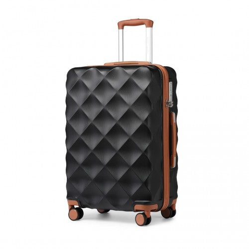 British Traveller 28 Inch Ultralight Abs And Polycarbonate Bumpy Diamond Suitcase With TSA Lock -  Black And Brown