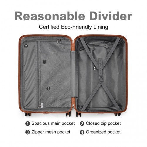 British Traveller 28 Inch Ultralight Abs And Polycarbonate Bumpy Diamond Suitcase With TSA Lock -  Black And Brown