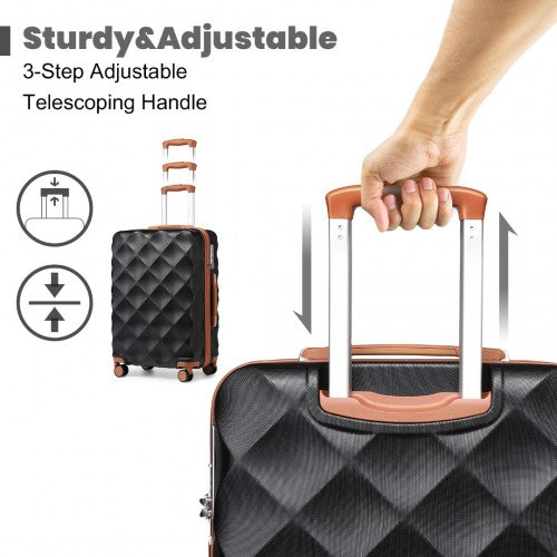 British Traveller 28 Inch Ultralight Abs And Polycarbonate Bumpy Diamond Suitcase With TSA Lock -  Black And Brown