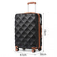 British Traveller 28 Inch Ultralight Abs And Polycarbonate Bumpy Diamond Suitcase With TSA Lock -  Black And Brown