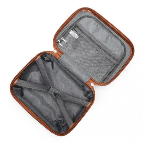 British Traveller Ultralight Abs And Polycarbonate Bumpy Diamond 4 Pcs Luggage Set With TSA Lock - Black And Brown