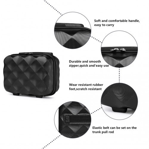 British Traveller Ultralight Abs And Polycarbonate Bumpy Diamond 4 Pcs Luggage Set With TSA Lock - Black