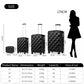 British Traveller Ultralight Abs And Polycarbonate Bumpy Diamond 4 Pcs Luggage Set With TSA Lock - Black