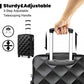 British Traveller Ultralight Abs And Polycarbonate Bumpy Diamond 4 Pcs Luggage Set With TSA Lock - Black