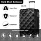 British Traveller Ultralight Abs And Polycarbonate Bumpy Diamond 4 Pcs Luggage Set With TSA Lock - Black