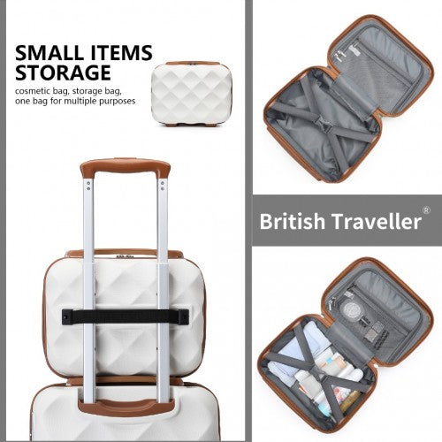 British Traveller 13 Inch Ultralight Abs And Polycarbonate Vanity Case - Cream