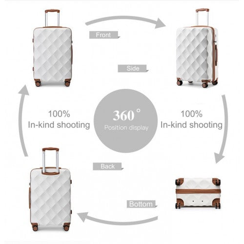 British Traveller 28 Inch Ultralight Abs And Polycarbonate Bumpy Diamond Suitcase With TSA Lock -  Cream