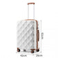 British Traveller 24 Inch Ultralight Abs And Polycarbonate Bumpy Diamond Suitcase With TSA Lock -  Cream