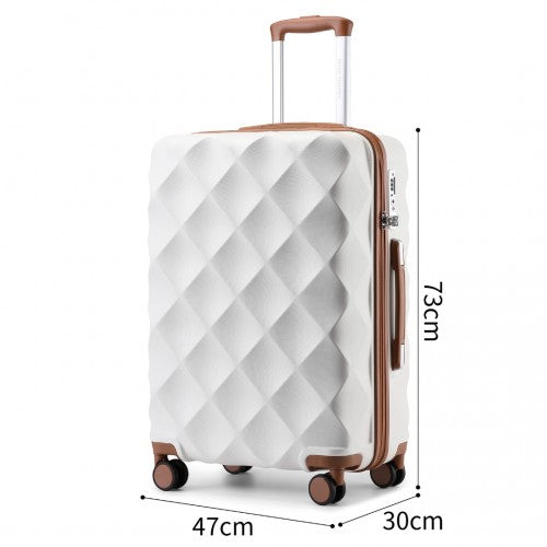 British Traveller 28 Inch Ultralight Abs And Polycarbonate Bumpy Diamond Suitcase With TSA Lock -  Cream