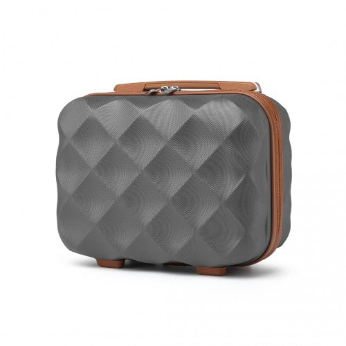 British Traveller 13 Inch Ultralight Abs And Polycarbonate Vanity Case - Grey And Brown