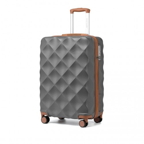 British Traveller 20 Inch Ultralight Abs And Polycarbonate Bumpy Diamond Suitcase With TSA Lock - Grey And Brown