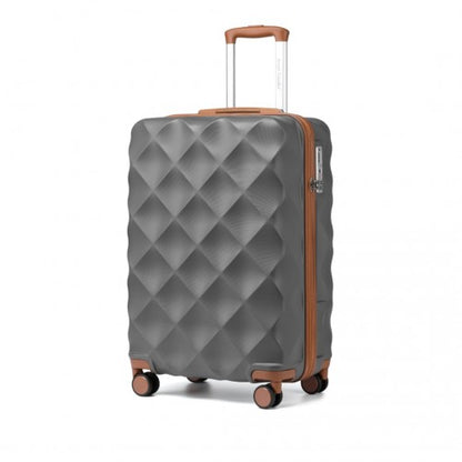 British Traveller 20 Inch Ultralight Abs And Polycarbonate Bumpy Diamond Suitcase With TSA Lock - Grey And Brown