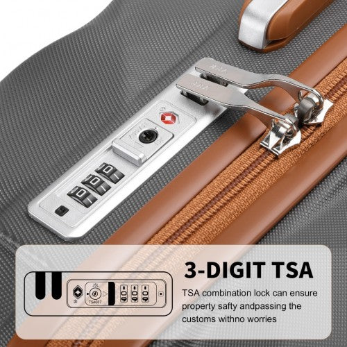 British Traveller 20 Inch Ultralight Abs And Polycarbonate Bumpy Diamond Suitcase With TSA Lock - Grey And Brown