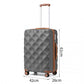 British Traveller 24 Inch Ultralight Abs And Polycarbonate Bumpy Diamond Suitcase With TSA Lock -  Grey And Brown