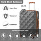 British Traveller Ultralight Abs And Polycarbonate Bumpy Diamond 4 Pcs Luggage Set With TSA Lock - Grey And Brown