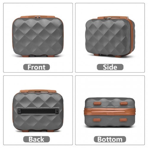 British Traveller Ultralight Abs And Polycarbonate Bumpy Diamond 4 Pcs Luggage Set With TSA Lock - Grey And Brown