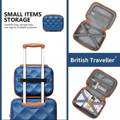 British Traveller 13 Inch Ultralight Abs And Polycarbonate Vanity Case - Navy And Brown