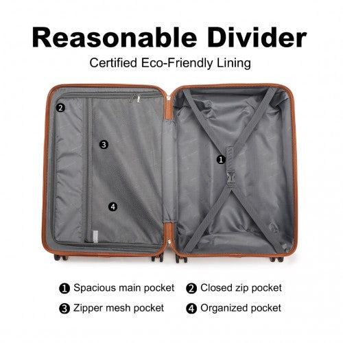British Traveller 20 Inch Ultralight Abs And Polycarbonate Bumpy Diamond Suitcase With TSA Lock -  Navy And Brown