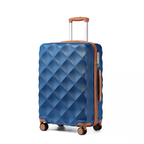 British Traveller 28 Inch Ultralight Abs And Polycarbonate Bumpy Diamond Suitcase With TSA Lock -  Navy And Brown
