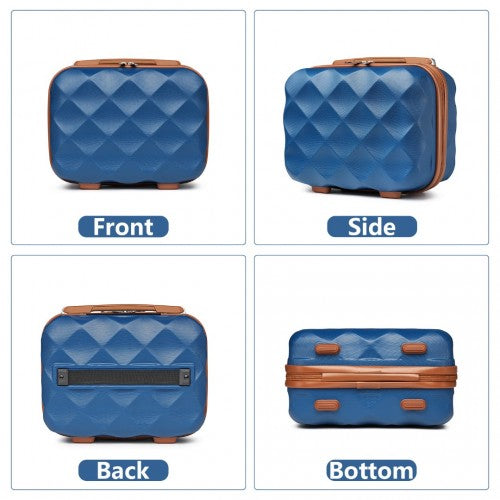 British Traveller Ultralight Abs And Polycarbonate Bumpy Diamond 4 Pcs Luggage Set With TSA Lock - Navy And Brown