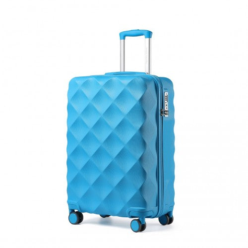 British Traveller 20 Inch Ultralight Abs And Polycarbonate Bumpy Diamond Suitcase With TSA Lock - Blue