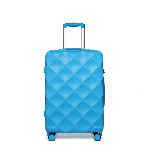 British Traveller 24 Inch Ultralight Abs And Polycarbonate Bumpy Diamond Suitcase With TSA Lock -  Blue