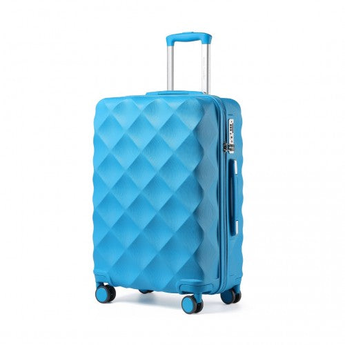 British Traveller 24 Inch Ultralight Abs And Polycarbonate Bumpy Diamond Suitcase With TSA Lock -  Blue
