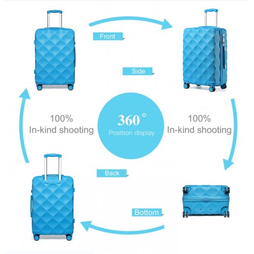 British Traveller 28 Inch Ultralight Abs And Polycarbonate Bumpy Diamond Suitcase With TSA Lock -  Blue