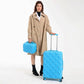 British Traveller 24 Inch Ultralight Abs And Polycarbonate Bumpy Diamond Suitcase With TSA Lock -  Blue