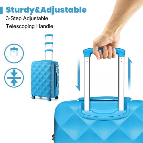 British Traveller Ultralight Abs And Polycarbonate Bumpy Diamond 4 Pcs Luggage Set With TSA Lock - Blue