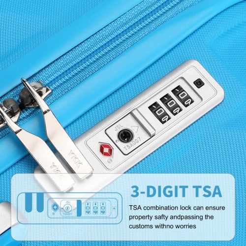 British Traveller Ultralight Abs And Polycarbonate Bumpy Diamond 4 Pcs Luggage Set With TSA Lock - Blue