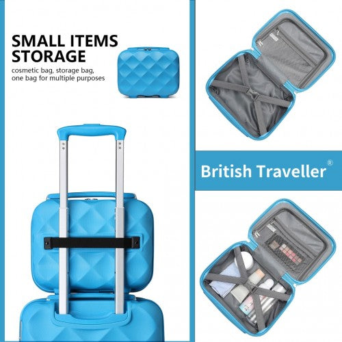 British Traveller 13 Inch Ultralight Abs And Polycarbonate Vanity Case - Blue