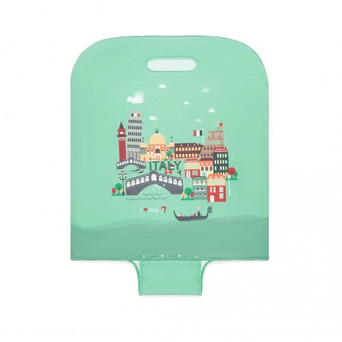L-Cover-1 - Elastic Luggage Cover With Printed Design Large- Green