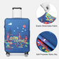L-Cover-2 - Elastic Luggage Cover With Printed Design Small - Navy