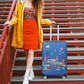 L-Cover-2 - Elastic Luggage Cover With Printed Design Small - Navy