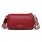 Miss Lulu Lightweight Wide Strap Genuine Leather Crossbody Bag - Red