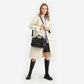 Miss Lulu Perfect Fusion Of Genuine And PU Leather Women's Tote Crossbody Bag - Black