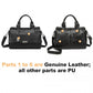 Miss Lulu Perfect Fusion Of Genuine And PU Leather Women's Tote Crossbody Bag - Black