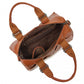 Miss Lulu Perfect Fusion Of Genuine And PU Leather Women's Tote Crossbody Bag - Brown