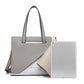 Miss Lulu Contrast Panel Shoulder Bag - Grey And Beige