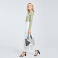Miss Lulu Contrast Panel Shoulder Bag - Grey And Beige