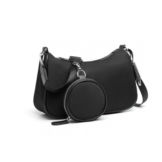 Miss Lulu Cross-Body Handbag With A Detachable Pouch - Black