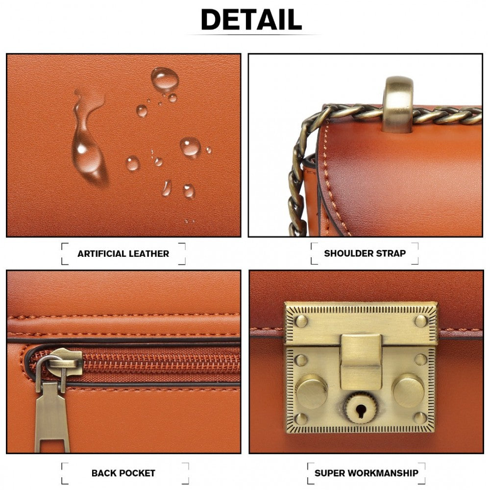 Miss Lulu Retro Cross-Body Bag - Brown