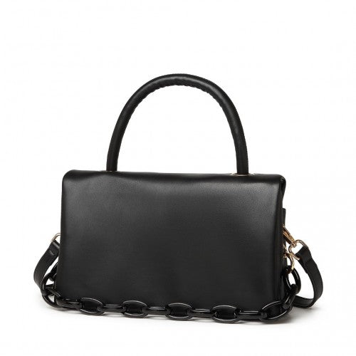 Miss Lulu Personality Versatile Chain Handbag Crossbody Bag - Black