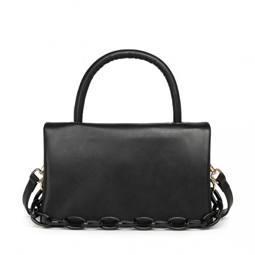 Miss Lulu Personality Versatile Chain Handbag Crossbody Bag - Black