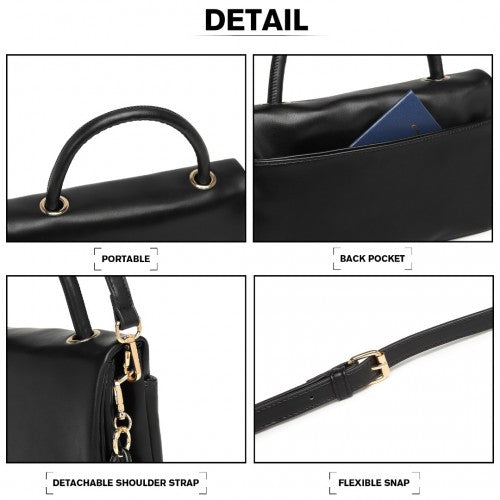 Miss Lulu Personality Versatile Chain Handbag Crossbody Bag - Black